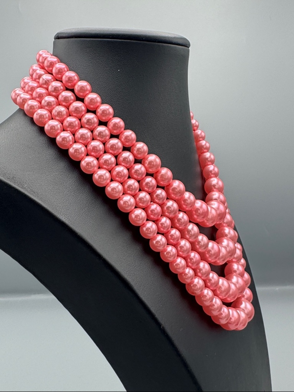Multi-Strand  Pink Pearl Necklace - Picture 3 of 6